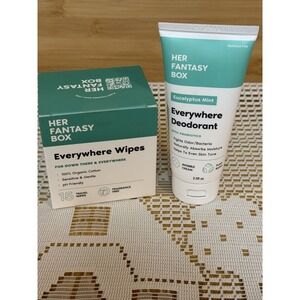 Her Fantasy Box Everywhere Eucalyptus Mint Deodorant Cream & Odor Removing Wipes